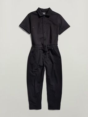 G-Star RAW Jersey Worker Short Sleeve Jumpsuit in Dark Black